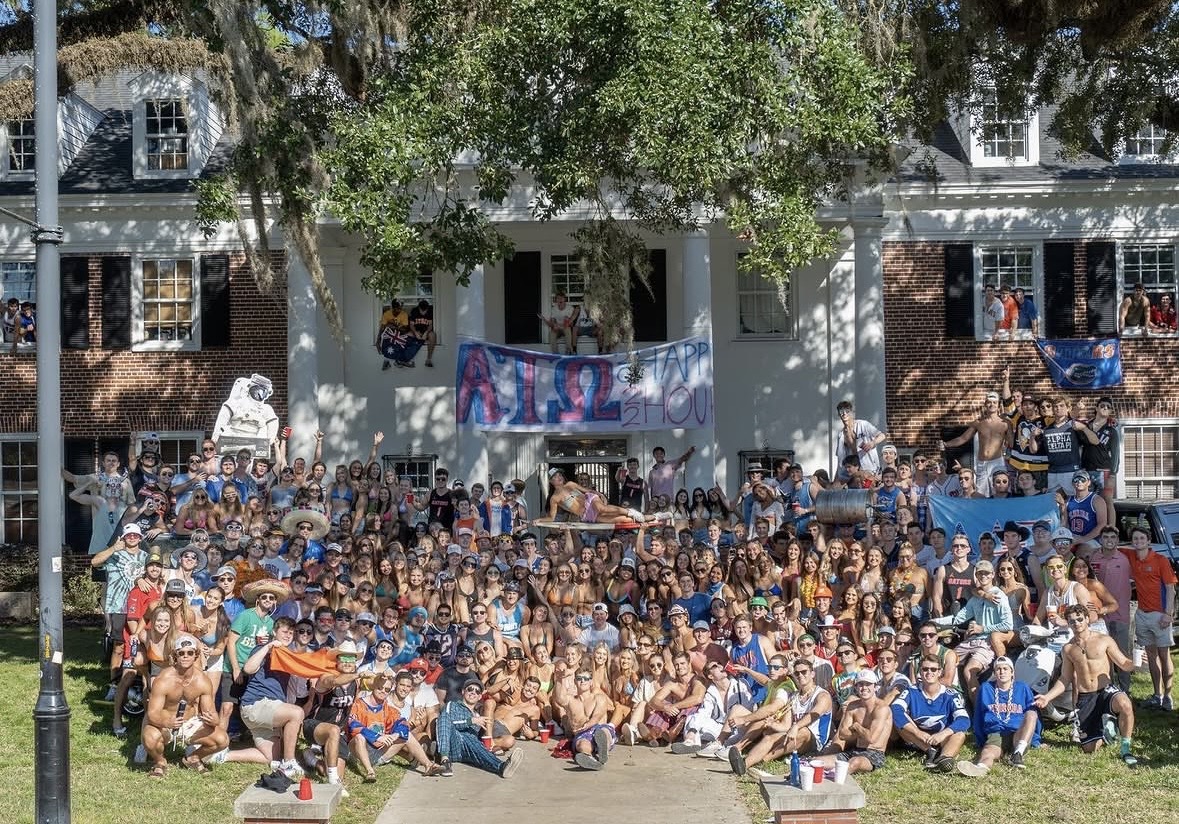 Gameday crowd at the ATO house